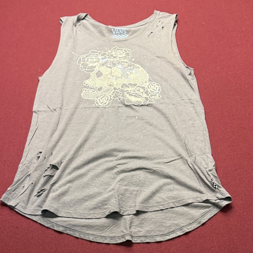 Vans Tan Skull Graphic Muscle Tee